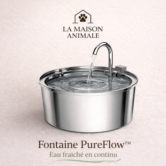 Fontaine à eau PureFlow™ pour chat et chien en acier inoxydable avec filtration