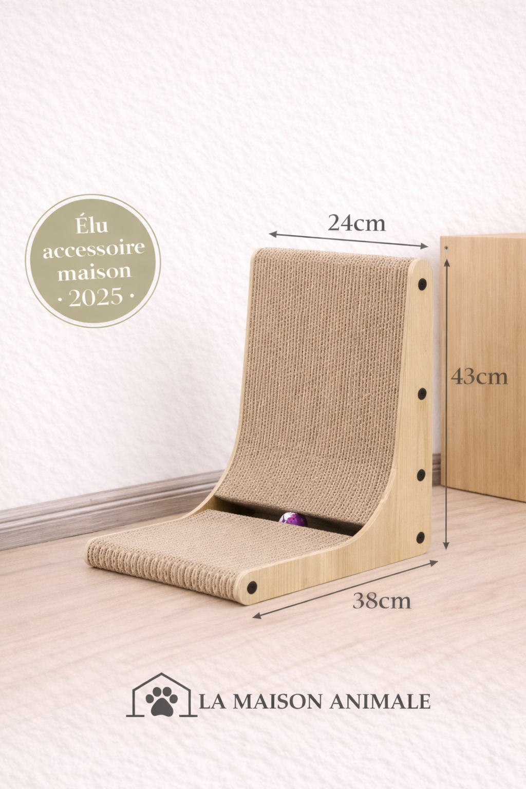 Griffoir pour chat en bois et sisal – design compact 43 cm – La Maison Animale